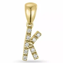 Bogstav k diamant vedhæng i 9 karat guld 0,06 ct