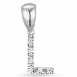Bogstav l diamant vedhæng i 9 karat hvidguld 0,03 ct