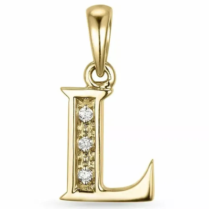 Bogstav l diamant vedhæng i 9 karat guld 0,02 ct