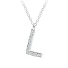 Bogstav L zirkon halskæde i sølv