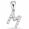 Bogstav M diamant vedhæng i 9 karat hvidguld 0,06 ct