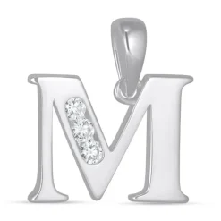 Bogstav M zirkon vedhæng i sølv