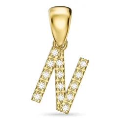 Bogstav N diamant vedhæng i 9 karat guld 0,08 ct