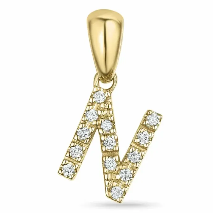 Bogstav N diamant vedhæng i 9 karat guld 0,088 ct