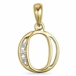 Bogstav O vedhæng i 14 karat guld 0,03 ct