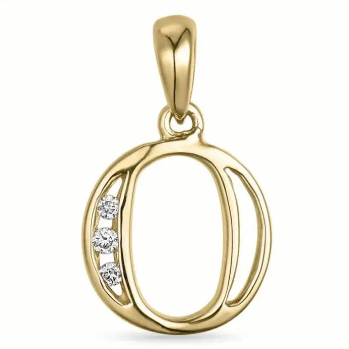 Bogstav O vedhæng i 14 karat guld 0,03 ct