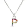 Bogstav P multifarvet zirkon halskæde i sølv