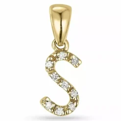 Bogstav s diamant vedhæng i 9 karat guld 0,05 ct