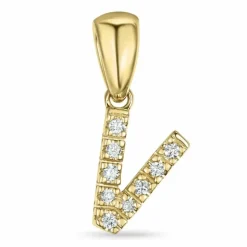 Bogstav V diamant vedhæng i 9 karat guld 0,065 ct