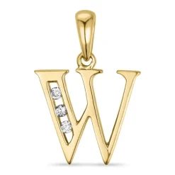 Bogstav W diamant vedhæng i 14 karat guld 0,027 ct
