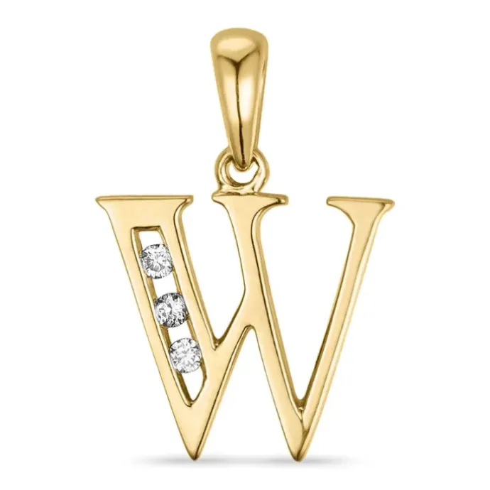 Bogstav W diamant vedhæng i 14 karat guld 0,027 ct