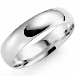 Bred 6 mm vielsesring i 9 karat hvidguld