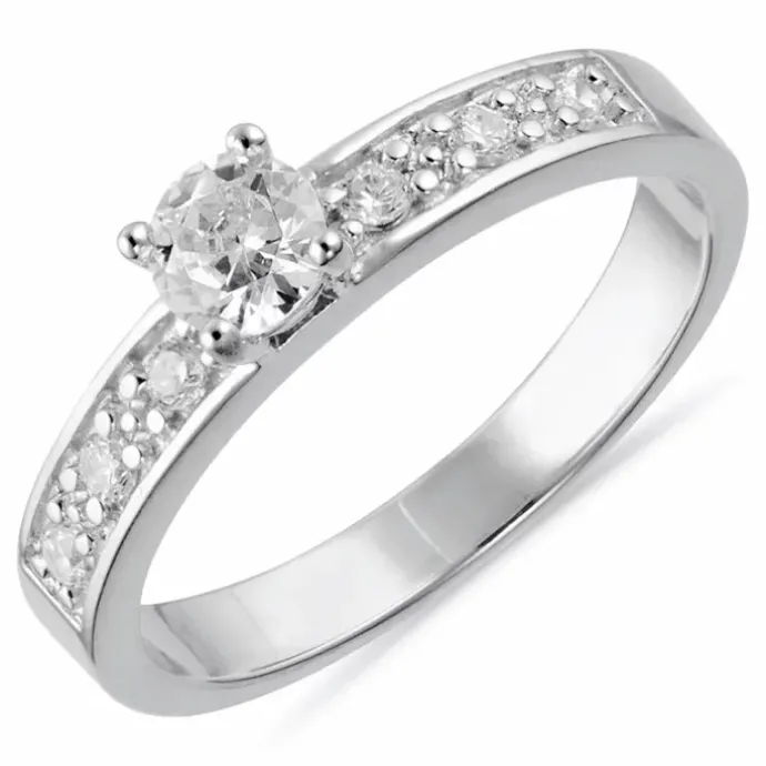 Bred hvid zirkon ring i sølv