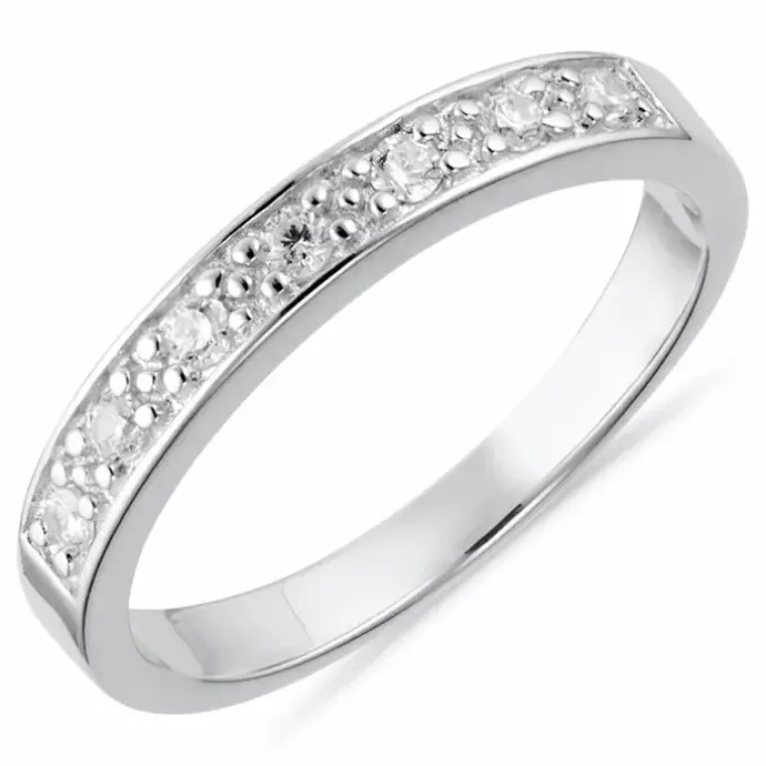 Bred hvid zirkon ring i sølv