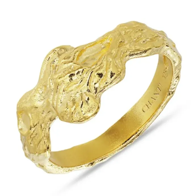 Bred ring i forgyldt sølv