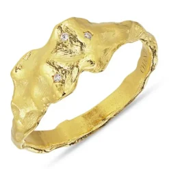 Bred zirkon ring i forgyldt sølv