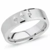 Bred zirkon ring i rhodineret sølv