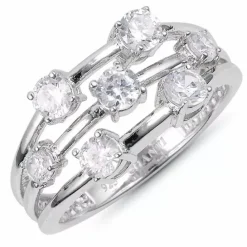 Bred zirkon ring i sølv