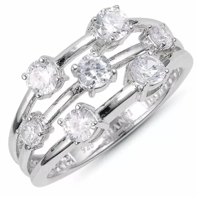 Bred zirkon ring i sølv