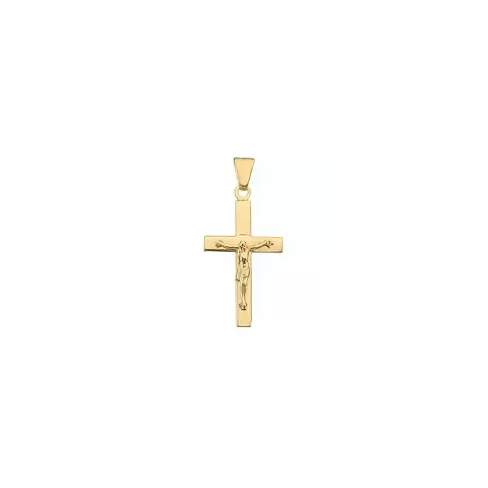 Bredt Jesus BNH kors i 8 karat guld