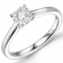Brillantring i 14 karat hvidguld 0,10 ct 0,11 ct