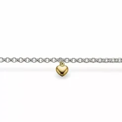 Børne Scrouples hjerte armbånd i sølv med 14 karat guld