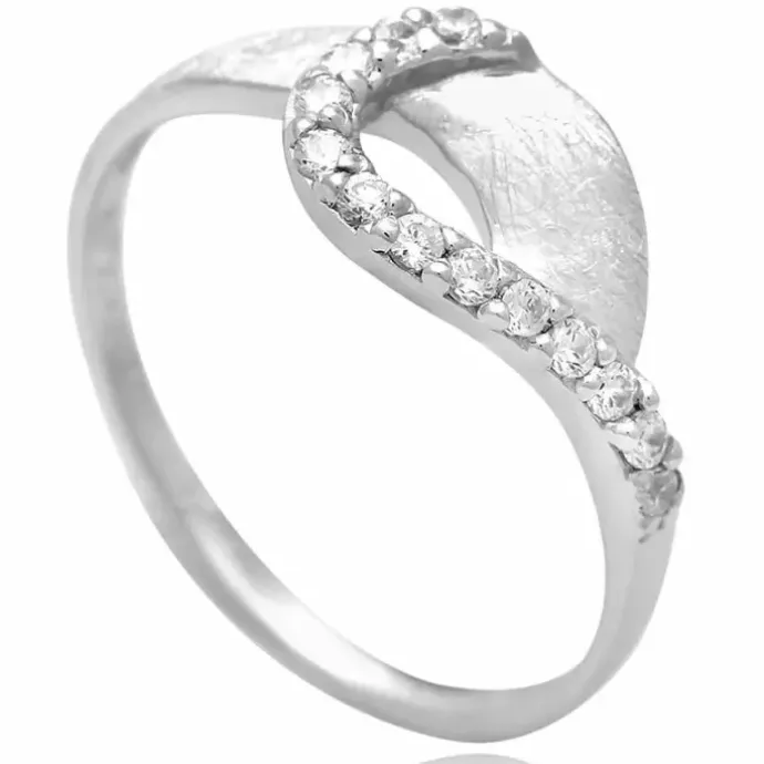 Børstet zirkon ring i sølv