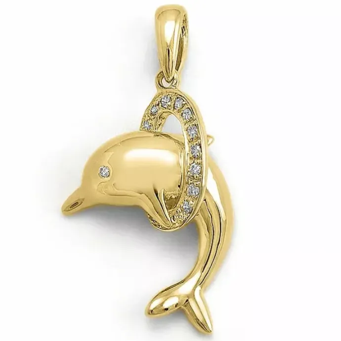 Delfin diamant vedhæng i 9 karat guld 0,06 ct
