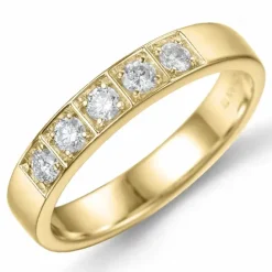 Diamant alliancering i 14 karat guld 5 x 0,05 ct