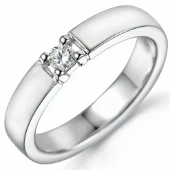 Diamant alliancering i 14 karat hvidguld 1 x 0,10 ct