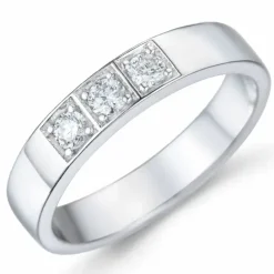 Diamant alliancering i 14 karat hvidguld 3 x 0,07 ct