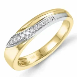 Diamant guld ring i 14 karat guld.- og hvidguld 0,08 ct