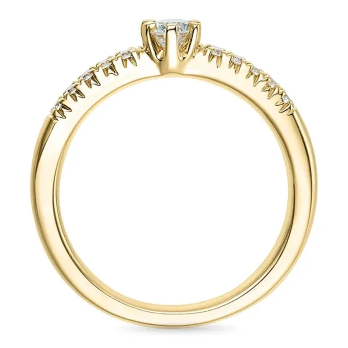 Diamant guldring i 14 karat guld 0,18 ct 0,12 ct