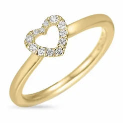 Diamant hjertering i 14 karat guld 0,102 ct