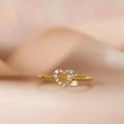Diamant hjertering i 14 karat guld 0,102 ct