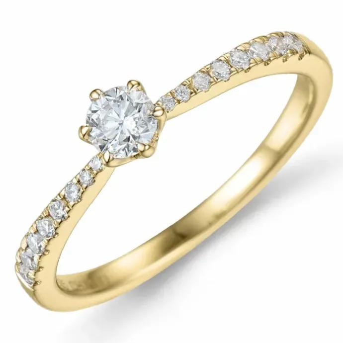 Diamant ring i 14 karat guld 0,21 ct 0,13 ct