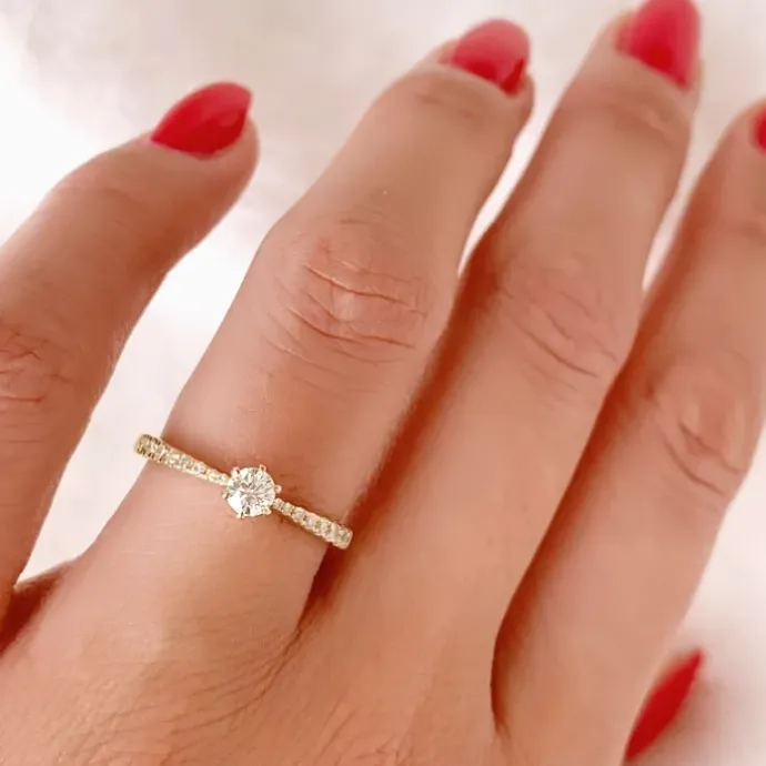 Diamant ring i 14 karat guld 0,21 ct 0,13 ct