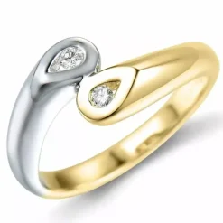 Diamant ring i 9 karat guld.- og hvidguld 0,06 ct