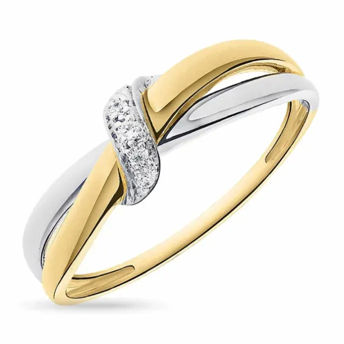 Diamant ring i 14 karat guld.- og hvidguld 0,03 ct