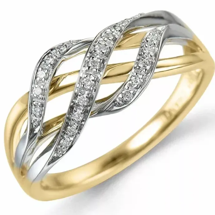 Diamant ring i 14 karat guld med rhodium 0,10 ct