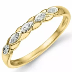 Diamant ring i 9 karat guld.- og hvidguld 0,02 ct