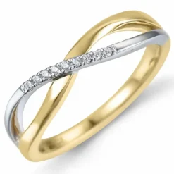 Diamant ring i 14 karat guld.- og hvidguld 0,04 ct