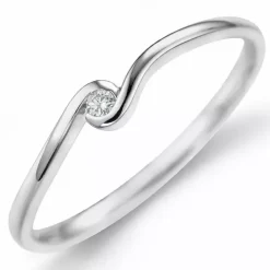 Diamant ring i 9 karat hvidguld 0,02 ct