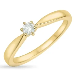 Diamant solitairering i 14 karat guld 0,10 ct