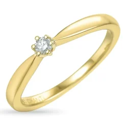 Diamant solitairering i 14 karat guld 0,05 ct