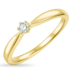 Diamant solitairering i 14 karat guld 0,07 ct