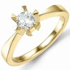 Diamant solitairering i 14 karat guld 0,40 ct