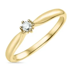 Diamant solitairering i 14 karat guld 0,10 ct