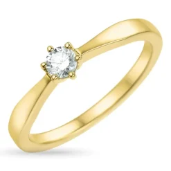 Diamant solitairering i 14 karat guld 0,20 ct