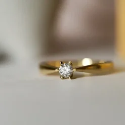 Diamant solitairering i 14 karat guld 0,20 ct
